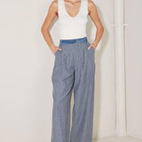 MARINA PINSTRIPE WOVEN SEERSUCKER PANTS