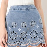 FLORAL LOVE DENIM SKORT