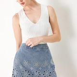 FLORAL LOVE DENIM SKORT