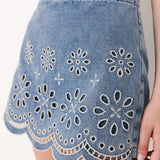 FLORAL LOVE DENIM SKORT