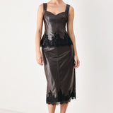 Lace After Dark Sweetheart Faux Leather Top