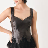 Lace After Dark Sweetheart Faux Leather Top