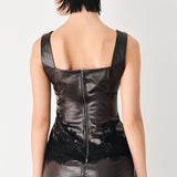 Lace After Dark Sweetheart Faux Leather Top