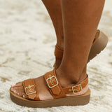 Funplay Cognac Platform Sandal