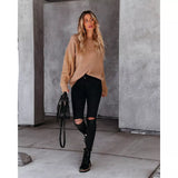 Camel Cable Sleeve Knit Sweater