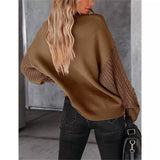 Camel Cable Sleeve Knit Sweater