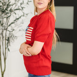 Hand Over Heart Graphic Knit Top in Red