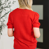 Hand Over Heart Graphic Knit Top in Red
