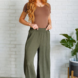 Harmony High Rise Wide Pants in Olive