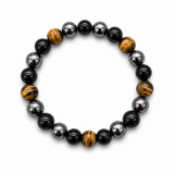 Hematite, Tiger Eye & Obsidian Mixed Crystal Bracelet