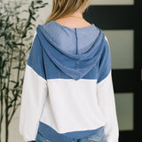 Here for Now Color Block Hoodie in Blue
