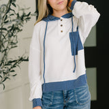 Here for Now Color Block Hoodie in Blue