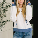 Here for Now Color Block Hoodie in Blue