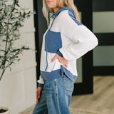 Here for Now Color Block Hoodie in Blue