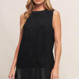 City Sleek Faux Suede & Leather Shift Dress