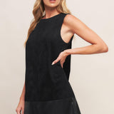 City Sleek Faux Suede & Leather Shift Dress