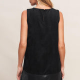 City Sleek Faux Suede & Leather Shift Dress