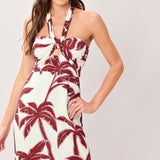 PALM SIREN WOVEN MIDI DRESS