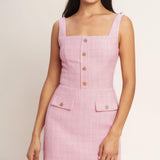 ON MY WAY PINK  WOVEN TWEED MINI DRESS