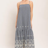 STRIPE COVE WOVEN MIDI DRESS