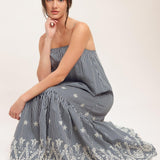 STRIPE COVE WOVEN MIDI DRESS