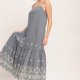 STRIPE COVE WOVEN MIDI DRESS