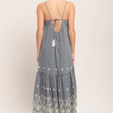 STRIPE COVE WOVEN MIDI DRESS