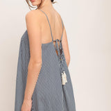 STRIPE COVE WOVEN MIDI DRESS