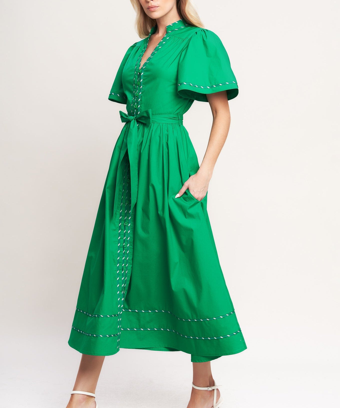 RESORT ESCAPE WOVEN MIDI DRESS