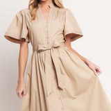 RESORT ESCAPE WOVEN MIDI DRESS