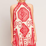 SUNSET MEDALLION WOVEN MINI DRESS