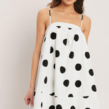 RUNWAY POLKA WOVEN MINI DRESS