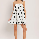 RUNWAY POLKA WOVEN MINI DRESS