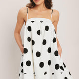 RUNWAY POLKA WOVEN MINI DRESS