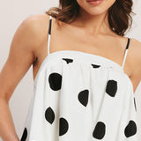 RUNWAY POLKA WOVEN MINI DRESS