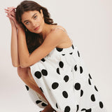 RUNWAY POLKA WOVEN MINI DRESS
