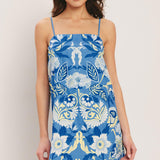 SANTORINI SKY WOVEN MINI SHIFT DRESS