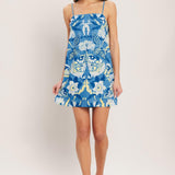 SANTORINI SKY WOVEN MINI SHIFT DRESS