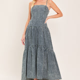 EASYGOING ROMANCE DENIM MIDI DRESS