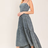 EASYGOING ROMANCE DENIM MIDI DRESS