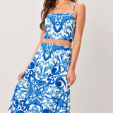 COASTAL MOSAIC WOVEN MIDI CIRCLE SKIRT