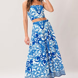 COASTAL MOSAIC WOVEN MIDI CIRCLE SKIRT