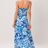 COASTAL MOSAIC WOVEN MIDI CIRCLE SKIRT