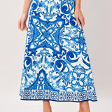 COASTAL MOSAIC WOVEN MIDI CIRCLE SKIRT