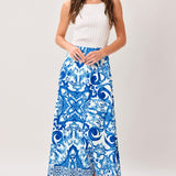 COASTAL MOSAIC WOVEN MIDI CIRCLE SKIRT