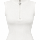Compass Sleeveless Quarter Zip Top