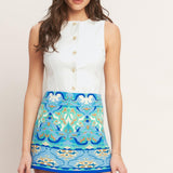 MOROCCAN MUSE BLUE WOVEN SKORT