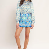 MOROCCAN MUSE BLUE WOVEN SKORT