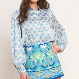 MOROCCAN MUSE BLUE WOVEN SKORT