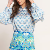 MOROCCAN MUSE BLUE WOVEN SKORT